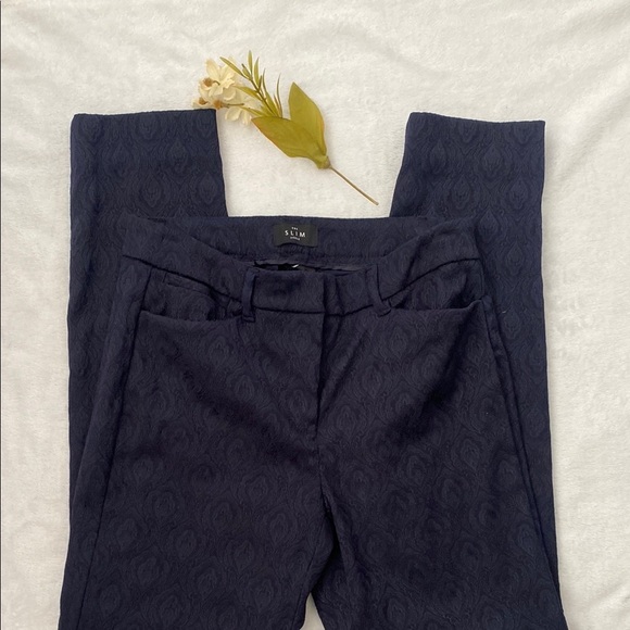 White House blanck  market Navy Patterned Women's Pants - Picture 2 of 10